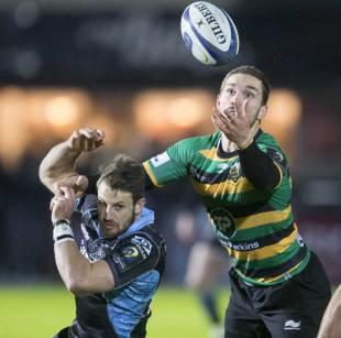 Glasgow Warriors Tommy Seymour(left) and Northampton Saints George North (right) during the European Champions Cup match at Scotstoun Stadium, Glasgow, November 21, 2015 PA PHOTOS