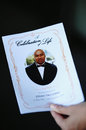 The order of service is seen for a public memorial service for Jonah Lomu at Lotofalei'a Tongan Methodist Church