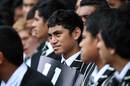 Students from Wesley College, Jonah Lomu's former school, listen to speakers at the Public Memorial for Jonah Lomu.