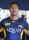 The Brumbies' Nigel Ah-Wong models the franchise's new home strip 