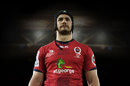 Queensland Reds' Liam Gill models the club's Super Rugby jersey for 2016