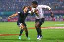 Fiji's Savenaca Rawaca powers home for a try against England, Dubai Sevens Cup Final