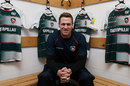 South Africa's Jean de Villiers poses in the sheds of new club Leicester