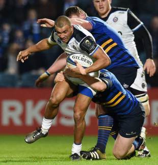 Jonathan Joseph is tackled by the Leinster defence, Leinster v Bath, RDS, Champions Cup, January 16, 2016