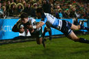 Ben Youngs of Leicester Tigers dives over the line