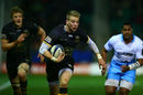Harry Mallinder runs with the ball against Glasgow
