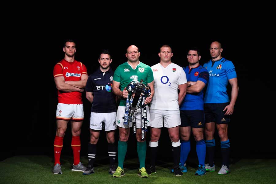 Sam Warburton, Greig Laidlaw, Rory Best, Dylan Hartley, Guilhem Guirado and Sergio Parisse at the Six Nations launch