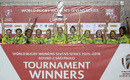 Australia Women's sevens side celebrate winning the Sao Paulo sevens