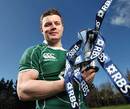 Ireland's Brian O'Driscoll poses with the Six Nations Player of the Championship award