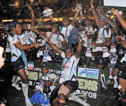 Fiji celebrate winning the 2009 Hong Kong 7s