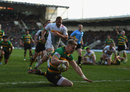 Harry Mallinder goes over for Northampton's fourth try