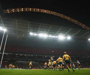 The Barbarians and Australia contest a lineout at Wembley Stadium, 1908-2008 London Olympic Centenary match, Wembley Stadium, London, England, December 3, 2008