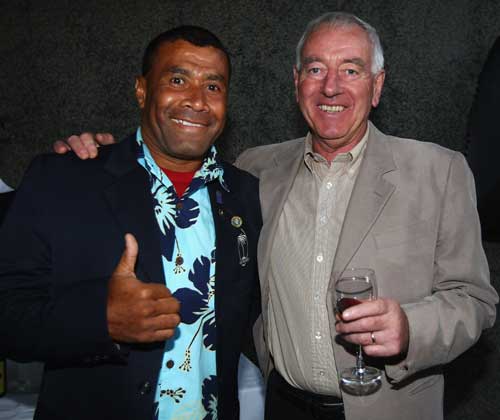 Former Fiji international Waisale Serevi and ex-All Blacks coach Laurie Mains