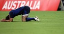 Julien Patey of France shows frustration after his team's loss during day one of the IRB Adelaide International Rugby Sevens match between France and Argentina