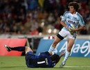 Martin Munez Lasalle of Argentina looks to offload during day one of the IRB Adelaide International Rugby Sevens match between France and Argentina