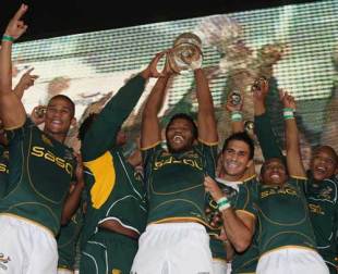 South Africa celebrate victory over Kenya in the Adelaide Sevens final, IRB Sevens World Series - Adelaide, April 5, 2009