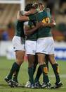 South Africa's players celebrate victory over Kenya 
