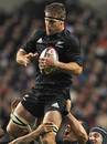 New Zealand's Brad Thorn claims a lineout ball against England