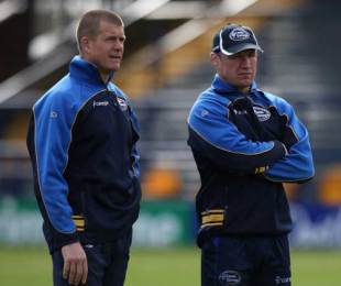 Leeds Carnegie Director of Rugby Andy Key and head coach Neil Back, Leeds Carnegie training session, Headingley, Leeds, April 7, 2009