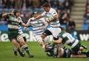Bath's Matt Banahan charges through the Leicester defence