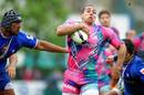 Stade Francais' winger Julien Arias breaks away from the Montpellier defence