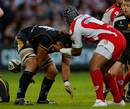 Gloucester's Akapusi Qera gets to grips with Worcester's Netani Talei