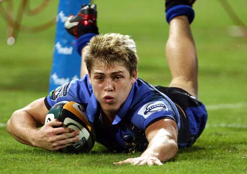 Western Force's James O'Connor dives over to score a try