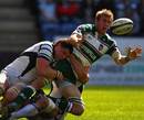Leicester's Tom Croft is tackled by Bristol's Mark Irish