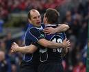 Leinster's Girvan Dempsey congratulates team mate Brian O'Driscoll