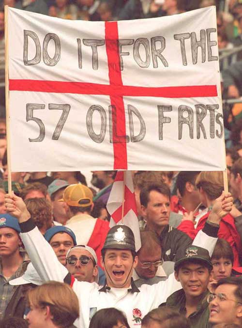 An England fan offers support to under-fire England captain Will Carling