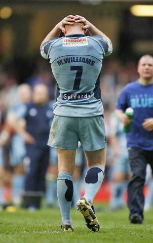 Cardiff Blues' Martyn Williams reflects on his penalty shoot-out miss, Cardiff Blues v Leicester Tigers, Heineken Cup Semi-Final, Millennium Stadium, Cardiff, Wales, May 3, 2009