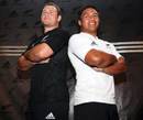 All Blacks Tony Woodcock and Keven Mealamu pose in their new kit
