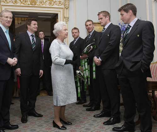 The Queen meets Ireland's Six Nations Grand Slam-winning team