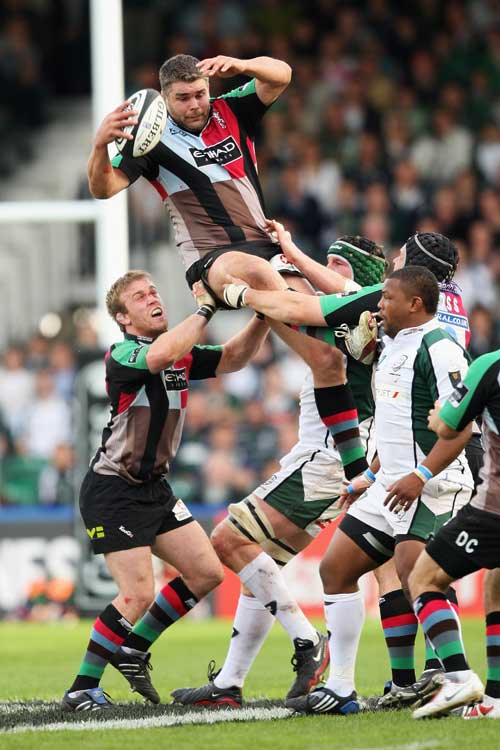 Harlequins' Nick Easter claims a lineout ball