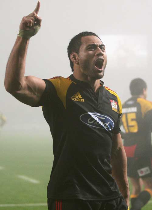 The Chiefs' Serge Lilo celebrates victory over the Hurricanes