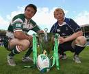 Leicester's Martin Corry and Leinster's Leo Cullen pose with the Heineken Cup