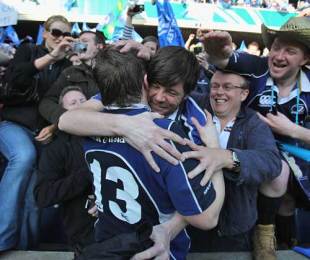 Brian O'Driscoll is embraced by Leinster fans at Murrayfield