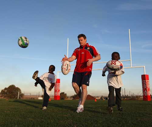 British & Irish Lions centre Brian O'Driscoll kicks a ball