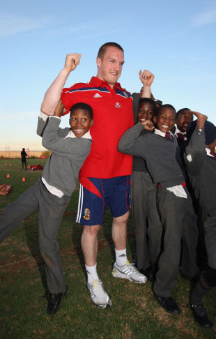 Gethin Jenkins showing his strength at Masibambane College, Johannesburg, South Africa, May 27, 2009