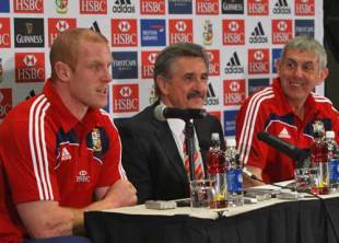 Lions captain Paul O'Connell, tour manager Gerald Davies and head coach Ian McGeechan talk to the media, Lions press conference, Johannesburg, South Africa, May 28, 2009