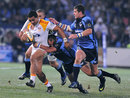Lelia Masaga of the Chiefs is tackled by the Bulls defence