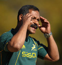 South Africa coach Peter De Villiers looks on during training