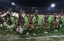 Dancers perform during the game 