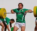 British & Irish Lions prop Euan Murray tests his strength