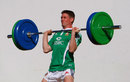 British & Irish Lions fly-half Ronan O' Gara lifts weights at St David's college 