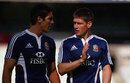 British and Irish Lions players James Hook and Ronan O' Gara discuss tactics during a training session in Bloemfontein
