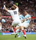 Argentina fly-half Juan Martin Hernandez scores a drop goal