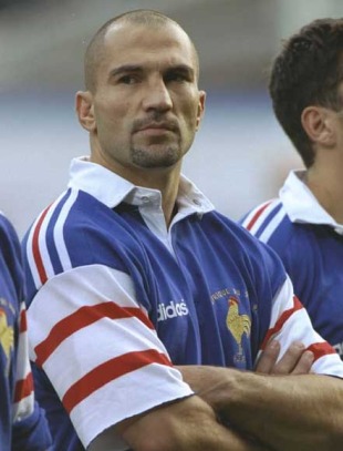 France's Thierry Lacroix lines up for the national anthems, France v South Africa, Stade Gerland, Lyon, France, November 15, 1997