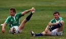 British & Irish Lions players Luke Fitzgerald and Gordon D'Arcy take a stretch