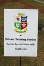 A sign showing that the British & Irish Lions training session is closed to uninvited onlookers